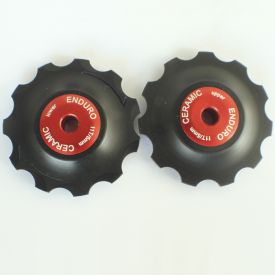 Jockey wheel set Ceramic Hybrid CX - Shimano - 9,10 or 11 Speed - Red